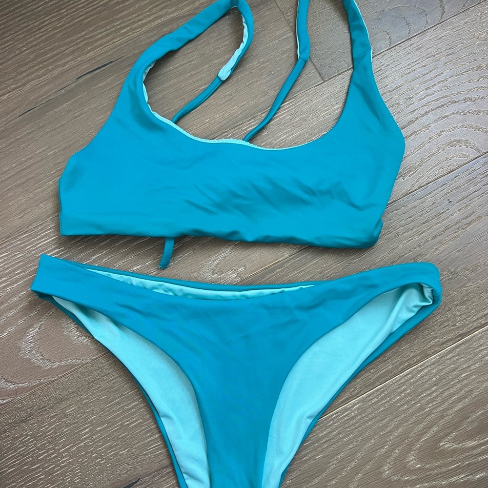 Teal reversible Bikini Set